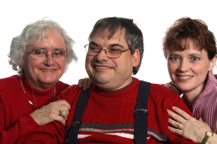 special needs man and family